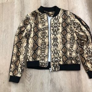 Never been Worn Snakeskin print Crop bomber jacket